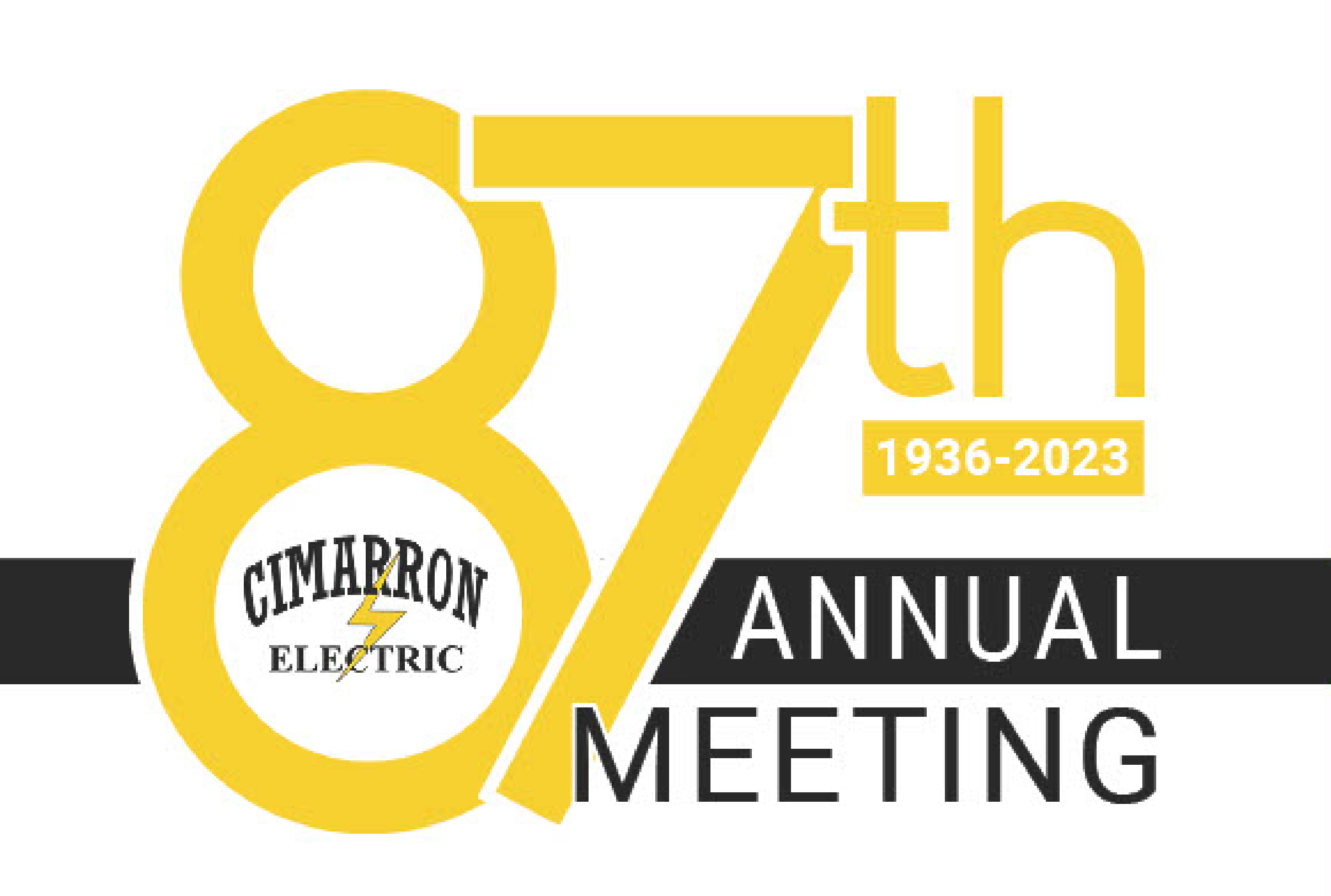 Black, yellow, and white "87th Annual Meeting" graphic.